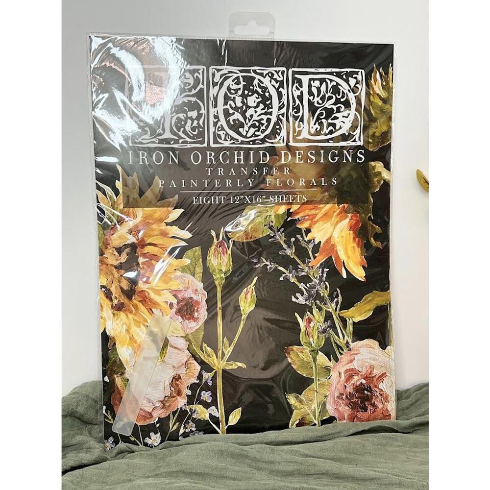 PAINTERLY FLORALS - IOD Transfer Pad - Eight 12"x16" Sheets - Brand New
